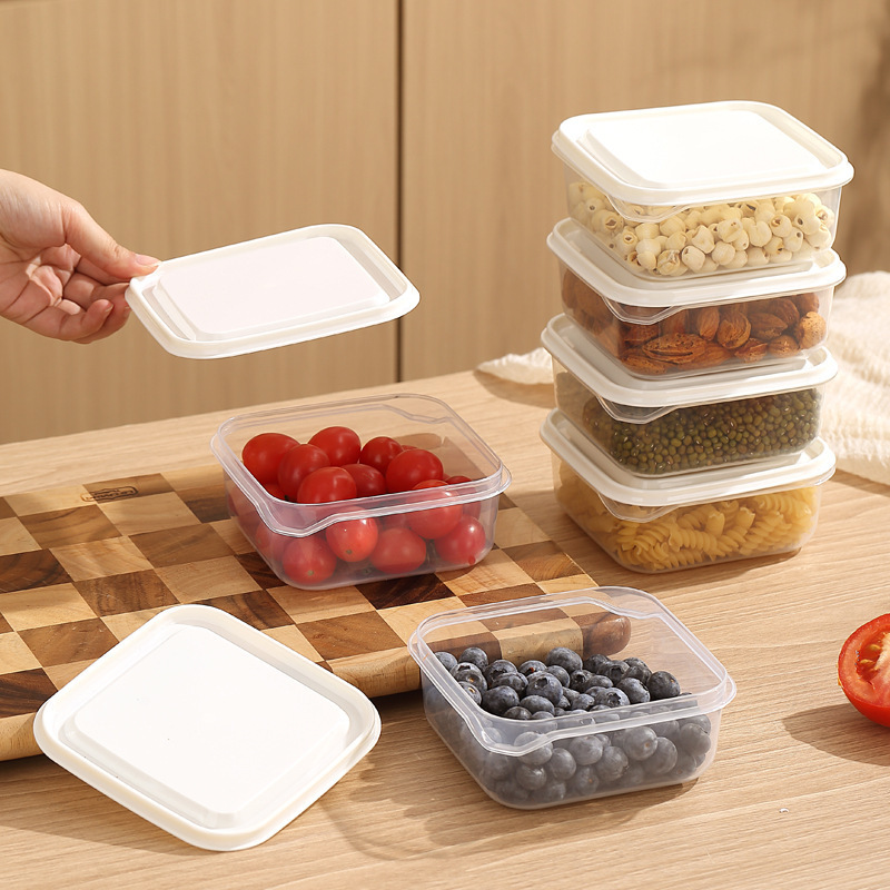 Caja de almacenamiento de alimentos de cocina de seis piezas para refrigerador simple y transparente