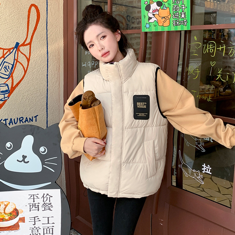 Algodón chaleco mujer 2025 invierno nuevo estilo coreano etiqueta de cuello de hombro de algodón casual sensación de diseño chaleco chaqueta de moda image 1