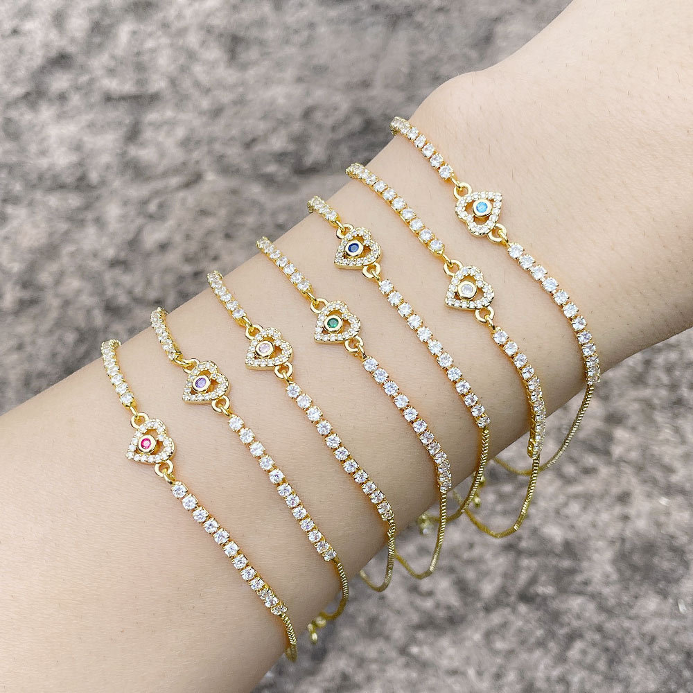 Fashion Copper Heart shape Bracelet Zircon Copper Bracelets