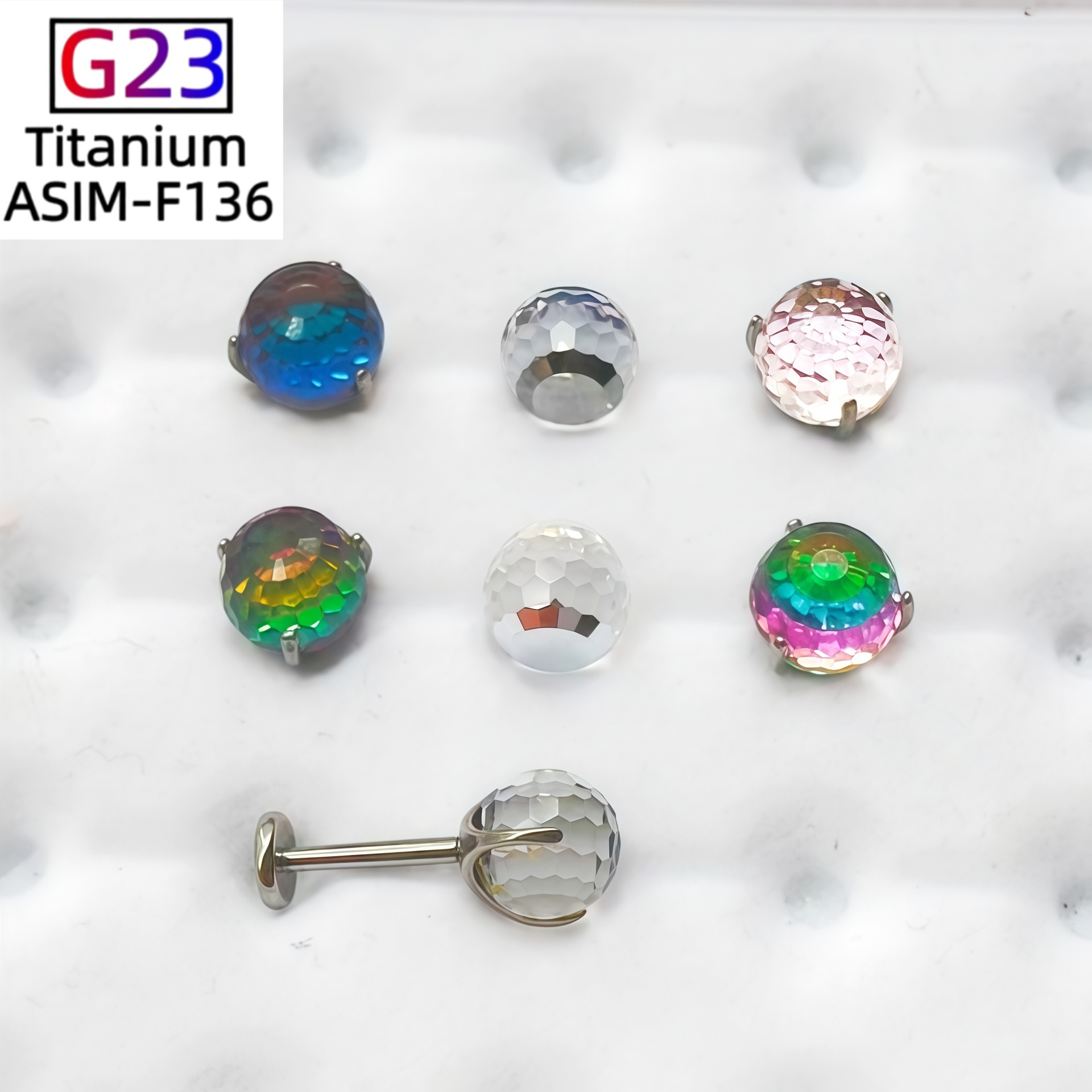 16G labret stud size and finish detail