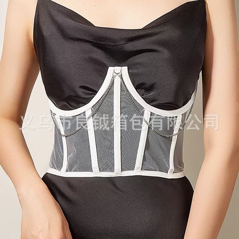 白色腰封白色鱼骨条腰封白色鱼骨条蕾丝腰封蕾丝时尚腰封