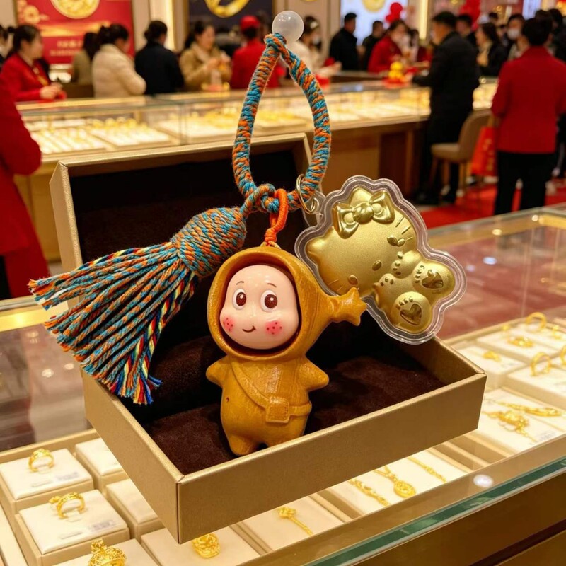 2026 Gold Rainbow Star Doll Keychain with 999 Pure Gold and Certificate of Authenticity