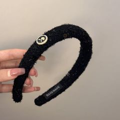 韩系财阀千金小香风气质珍珠发箍女秋冬法式复古新款黑色头箍饰品