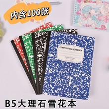 跨境亚马逊B5笔记本大理石雪花日记本美式分栏学生横线软抄本加厚