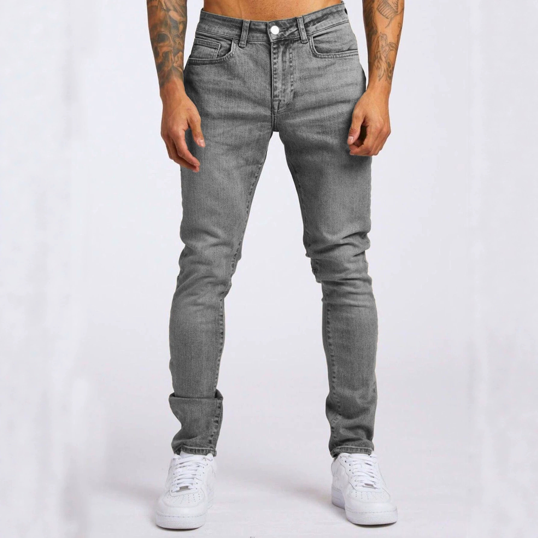 Cross-border European and American retro slim-fit stretch denim jeans men's spring and summer new style tight-fitting trendy skinny jeans long pants