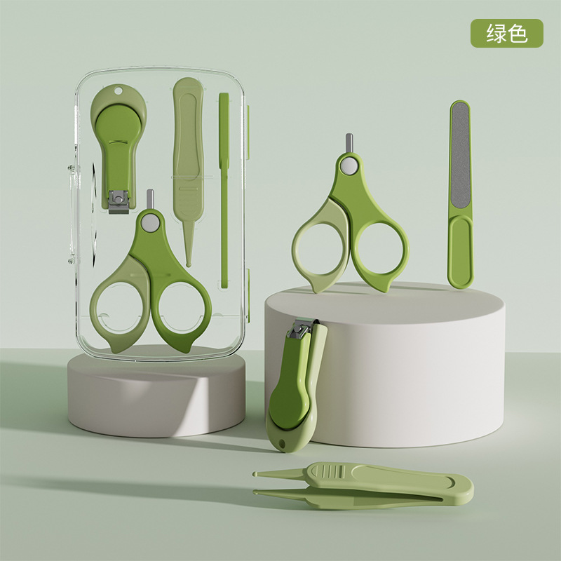 Прозрачная коробка для ногтей ножницы из четырех частей-зеленый