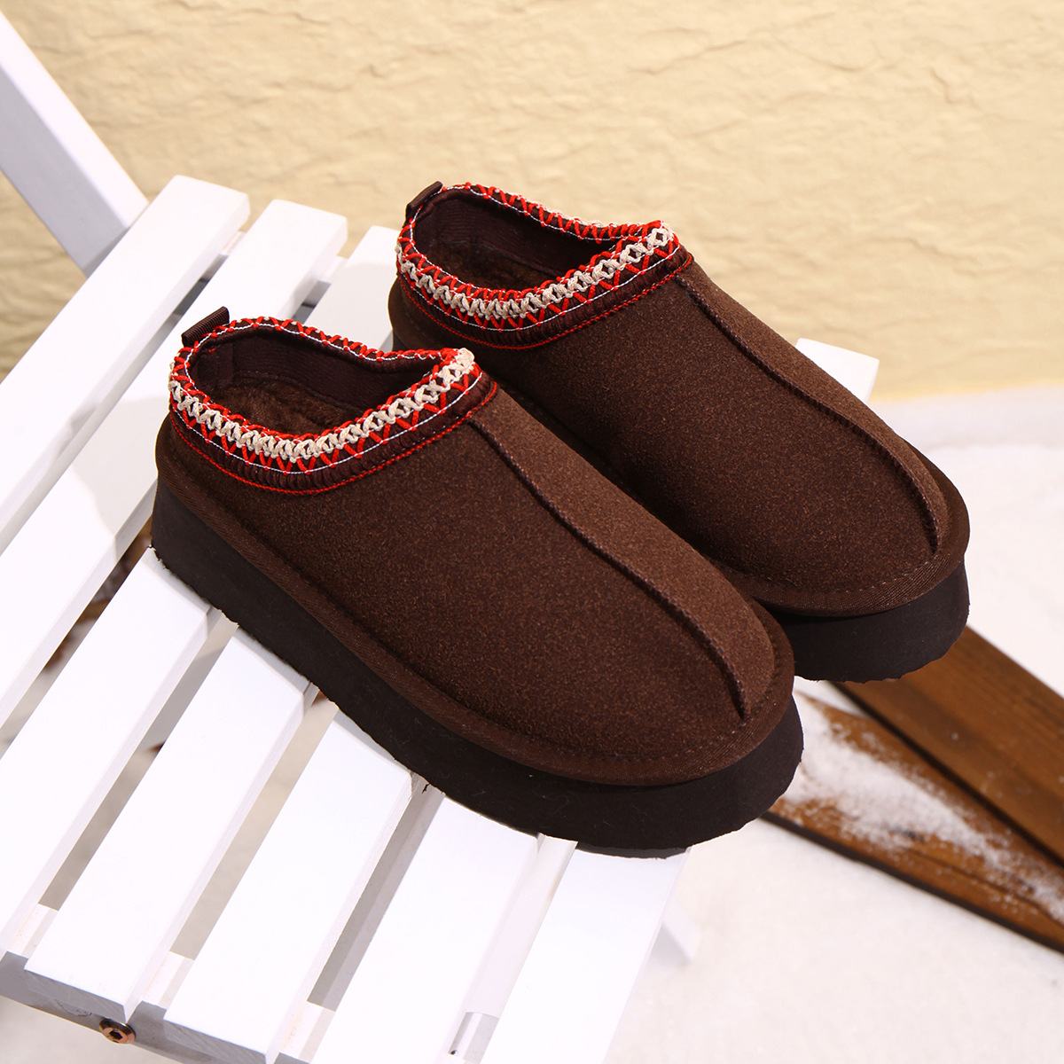 Women's Plus Size Lace Trimmed Cotton Slippers Thick Soled Closed Toe Outdoor Half Slippers_voghion.com