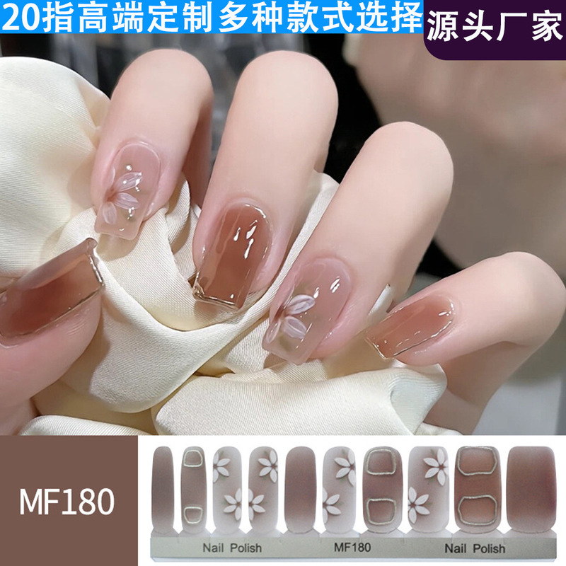 Flower Pattern Nail Art Stickers 20-Piece No-Bake Gel Stickers Waterproof and Durable Nail Stickers for Professional Nail Art Mf Series
