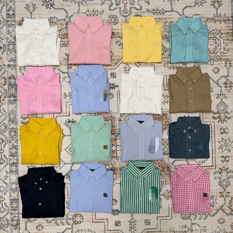 (In stock) Ralph Polo linen oxford plaid striped children's and parent-child long-sleeve shirt (In stock) Ralph Polo linen oxford plaid striped children's and parent-child long-sleeve shirt