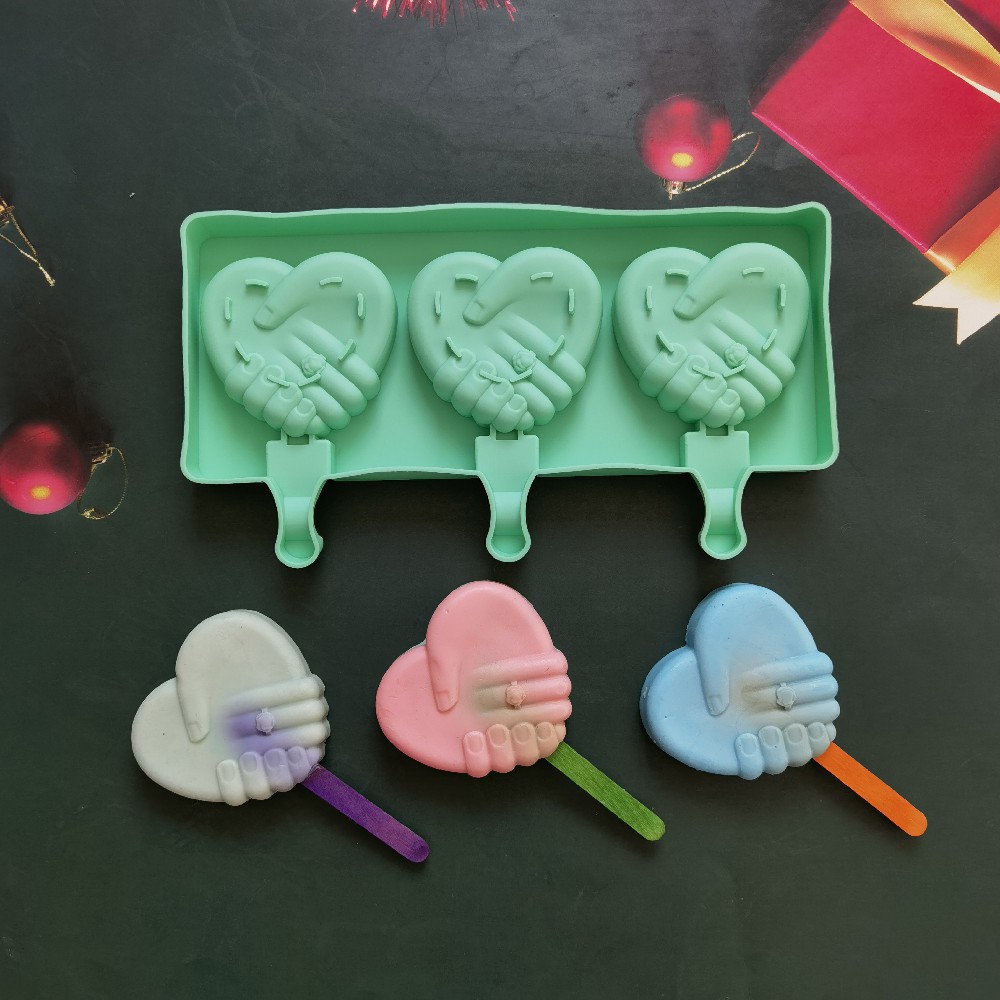 3 mano de mano helado 87 molde de silicona pastel helado pudín molde de postre jabón utensilios de cocción