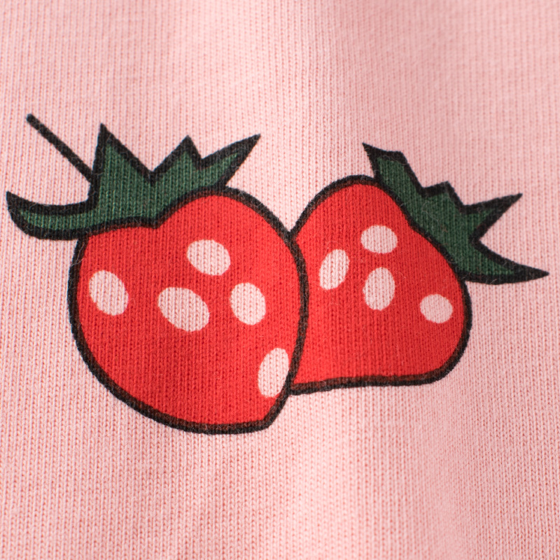 2023 ropa para niños Camiseta de manga larga para niños al por mayor impresión de frutas para niñas otoño nueva entrega de prendas de punto de una sola pieza