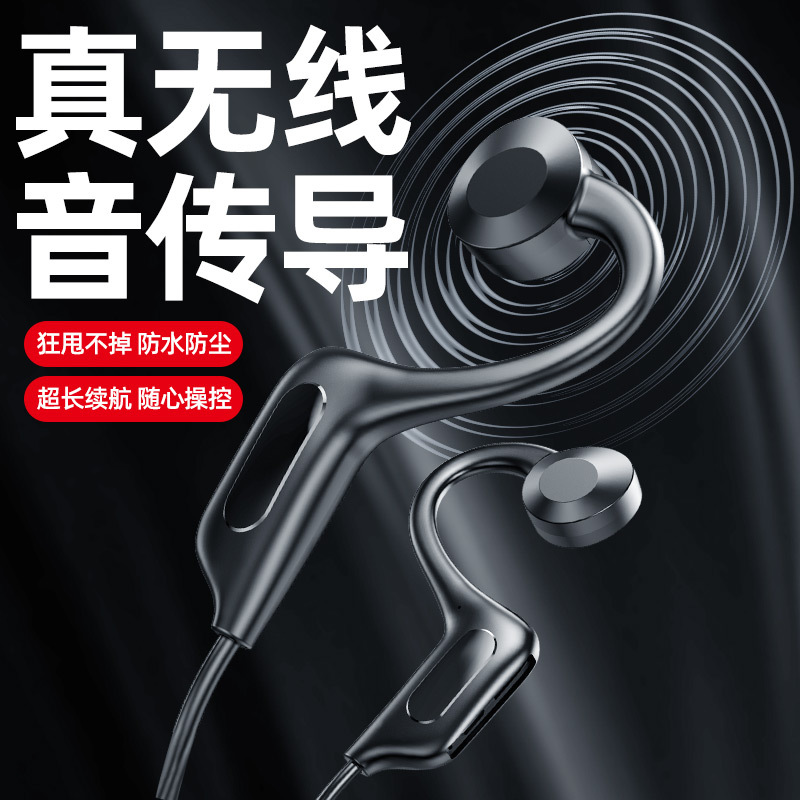 Nuevo Concepto de conducción ósea auricular Bluetooth inalámbrico no-en-oído Deportes oído-montado en espera larga fábrica modelo privado