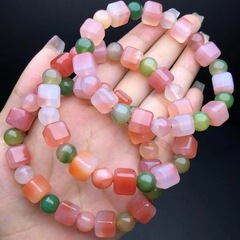 天然塩源瑪瑙の切断面の彫刻のブレスレットの玉の蓮の花の皿の玉の車輪の方糖の女性の装飾品の手の串