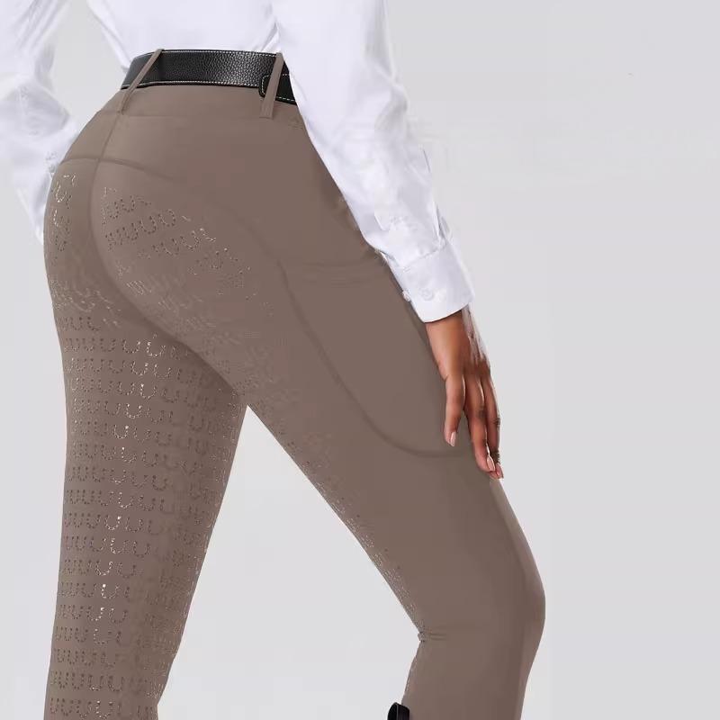 Women's Riding Full Silicone Non-Slip Wear-Resistant Double Side Pockets Tight High Waist Tummy Control Breathable_voghion.com