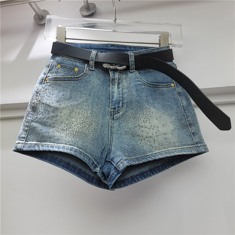 Pantalones Cortos de Mezclilla con Pedrería Brillante para Mujer