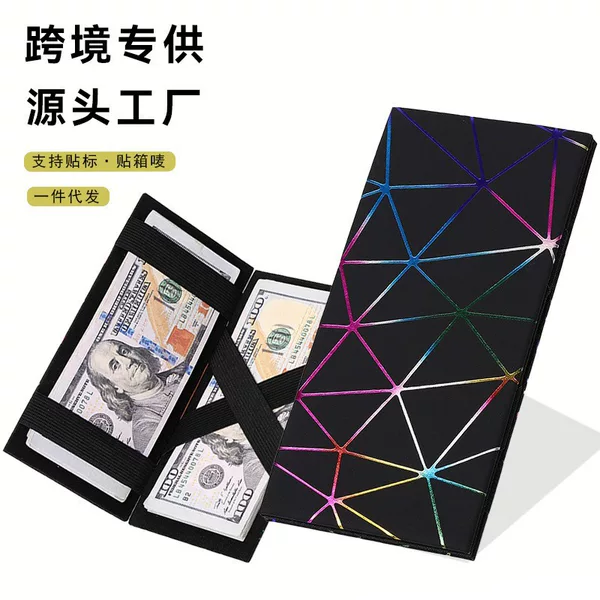 Men's Long Wallet, Laser Plaid Ultra-Light Wallet, Cross-Border Supply, In-Stock Source Factory Wholesale