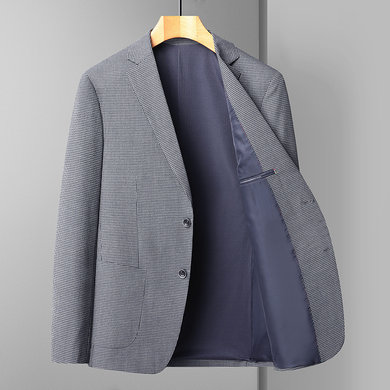 Men's Plaid Suit Spring and Autumn Men's Jacket Youth Business Casual Korean Style Slim Thin Suit Light Luxury Men's Plaid Suit Spring and Autumn Men's Jacket Youth Business Casual Korean Style Slim Thin Suit Light Luxury