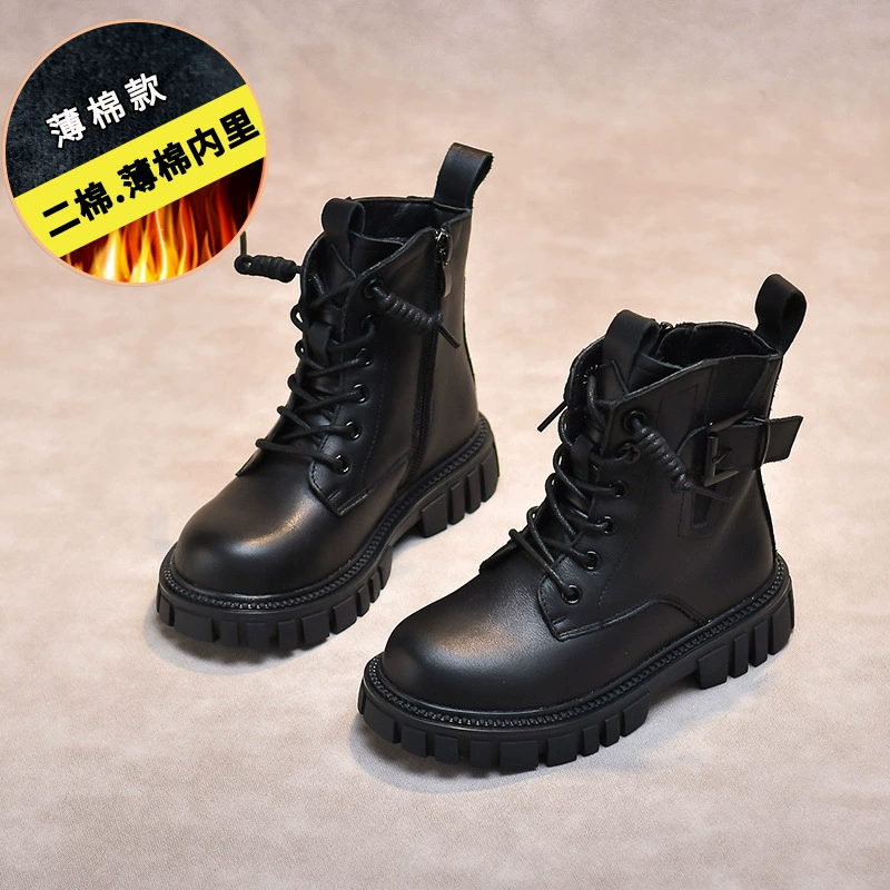 Girls Martin Boots 2025 Autumn and Winter Foreign Trade Children's Short Boots Girl's Boots Black Leather Boots Children's Boots Girl