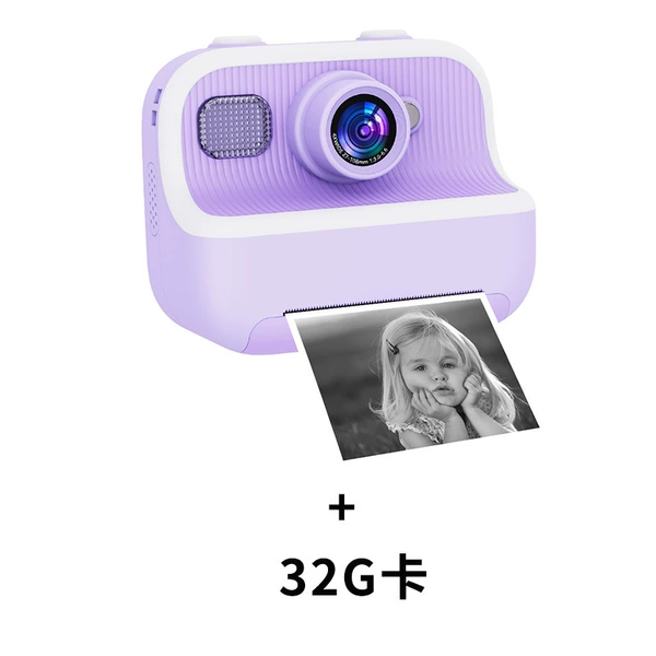 [M8 Purple Camera] + [32G Card] + Printing Paper *3 + Lanyard + Color Pen *5 + Charging Cable + Instruction Manual + Gift Box