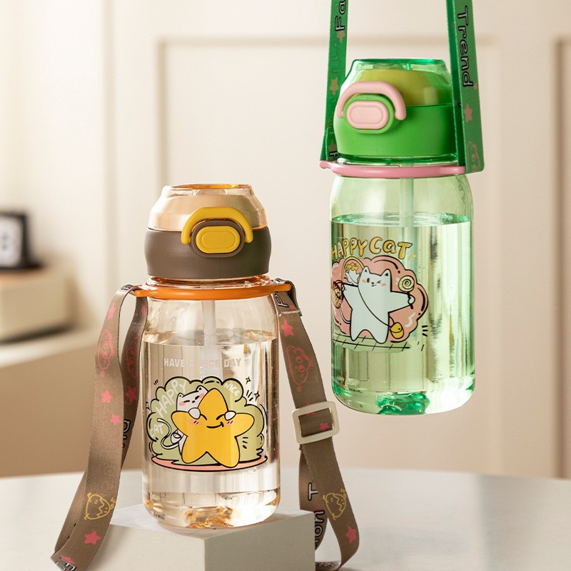 Shanghe taza portátil de sorbo de doble bebida taza de agua para niños de alto valor para niños y niñas al aire libre jardín de infantes botella de mensajero al por mayor