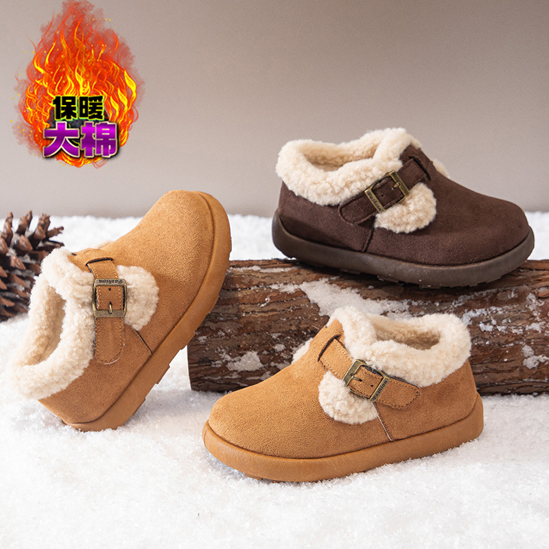 Children's Snow Boots, Girls' Thickeneded Large Cotton Shoes, Winter New Warm Birkenstock Shoes, Fleece-Lined Anti-Slip Baby Girl's Cotton Boots
