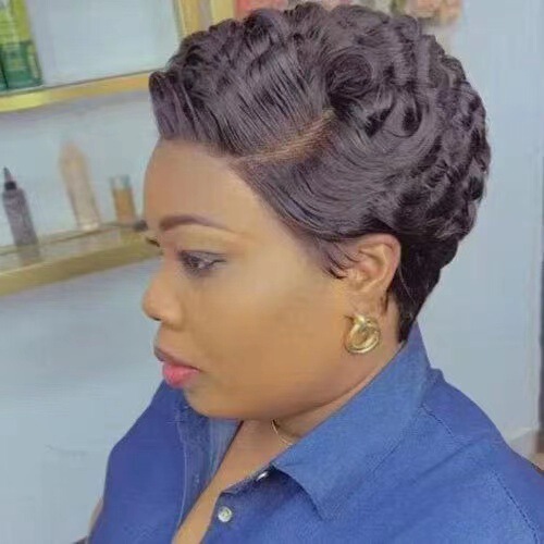 AliExpress selling African ladies small volume short curly hair wig high temperature silk chemical fiber wig set spot a generation of hair