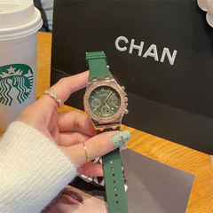 New fashionable student men's and women's watches women's waterproof three-eye calendar silicone band niche temperament quartz watch