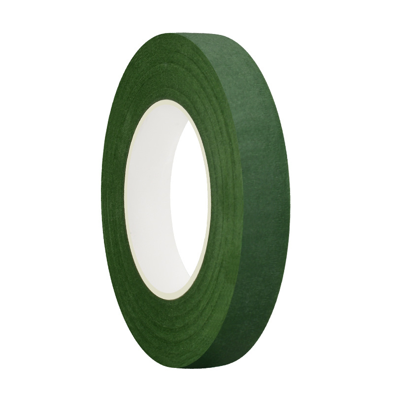 Cintas de flores hechas a mano DIY envoltura enrollar tela de madera floral florista dedicada a papel arrugado verde resistente al estiramiento