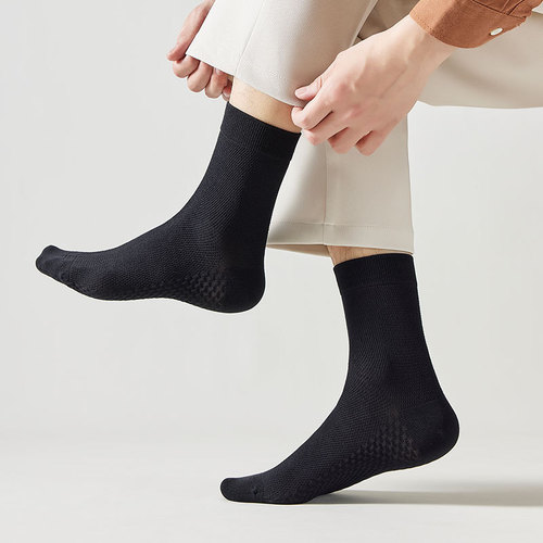 Deodorant Antibacterial Deodorizing Socks Men's Pure Cotton Mid-Calf Socks Summer Business Casual Sports Socks Spring and Autumn Style