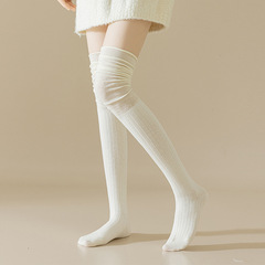 過膝襪女不掉筒春秋薄款高筒襪大腿襪堆堆襪日系豎紋拼接長筒襪女