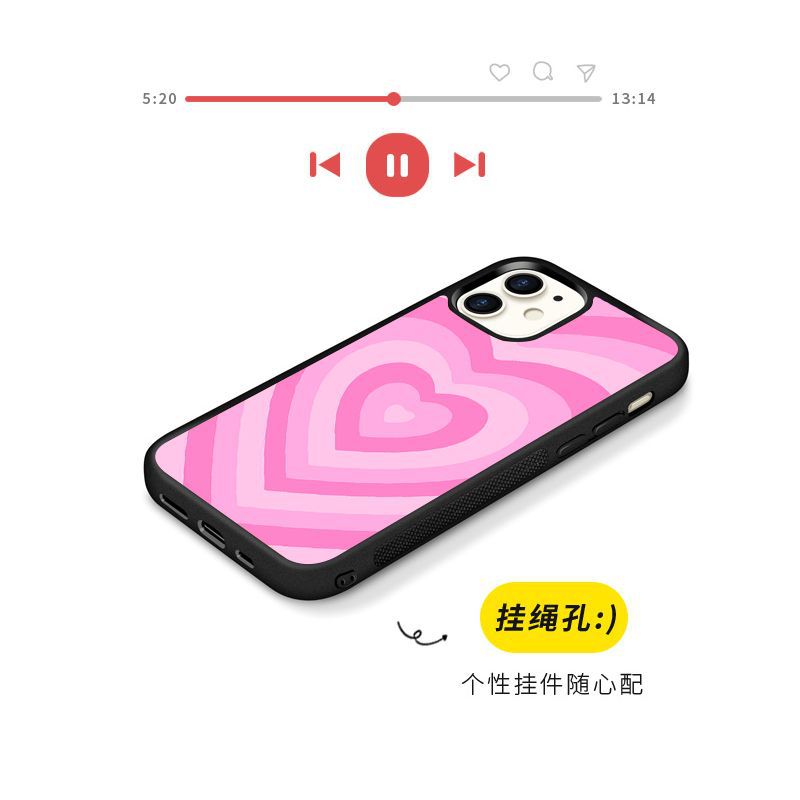 IPhone16PRO Amor rosa europeo y americano Adecuado para Apple 15PROMAX Funda de teléfono móvil Película de aluminio 2D Anti-caída i15