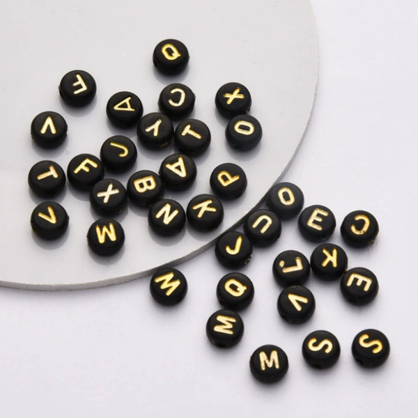 Black bottom golden letter bead mixed color