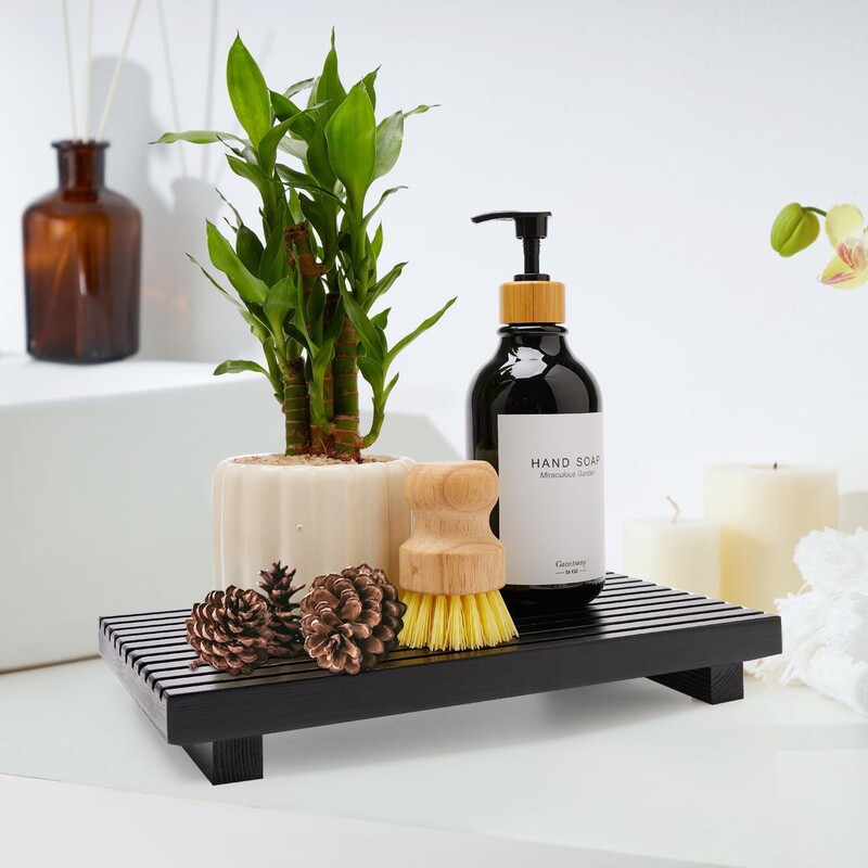 Wooden Base Bathroom Decorative Tray Farmhouse Pedestal Sink Stand Soap Holder Candle Holder Solid Wood Rack
