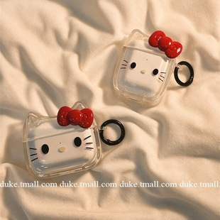 Three-Dimensional Bow Kt Suitable for Apple Headphone Case AirPods 4Th Generation Protective Cover Airpods3Pro2 Headphone Case