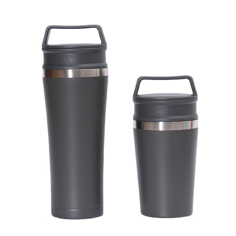 Nuevo 304 taza de café portátil de acero inoxidable al aire libre taza de coche portátil personalidad creativa doble tapa ventosa