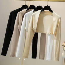 夏季超短款冰丝防晒衫女针织开衫配吊带裙子披肩外搭长袖小坎肩薄