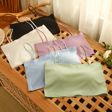 少女冰丝抹胸式内衣女打底无痕裹胸一字围学生一体式文胸美背内搭