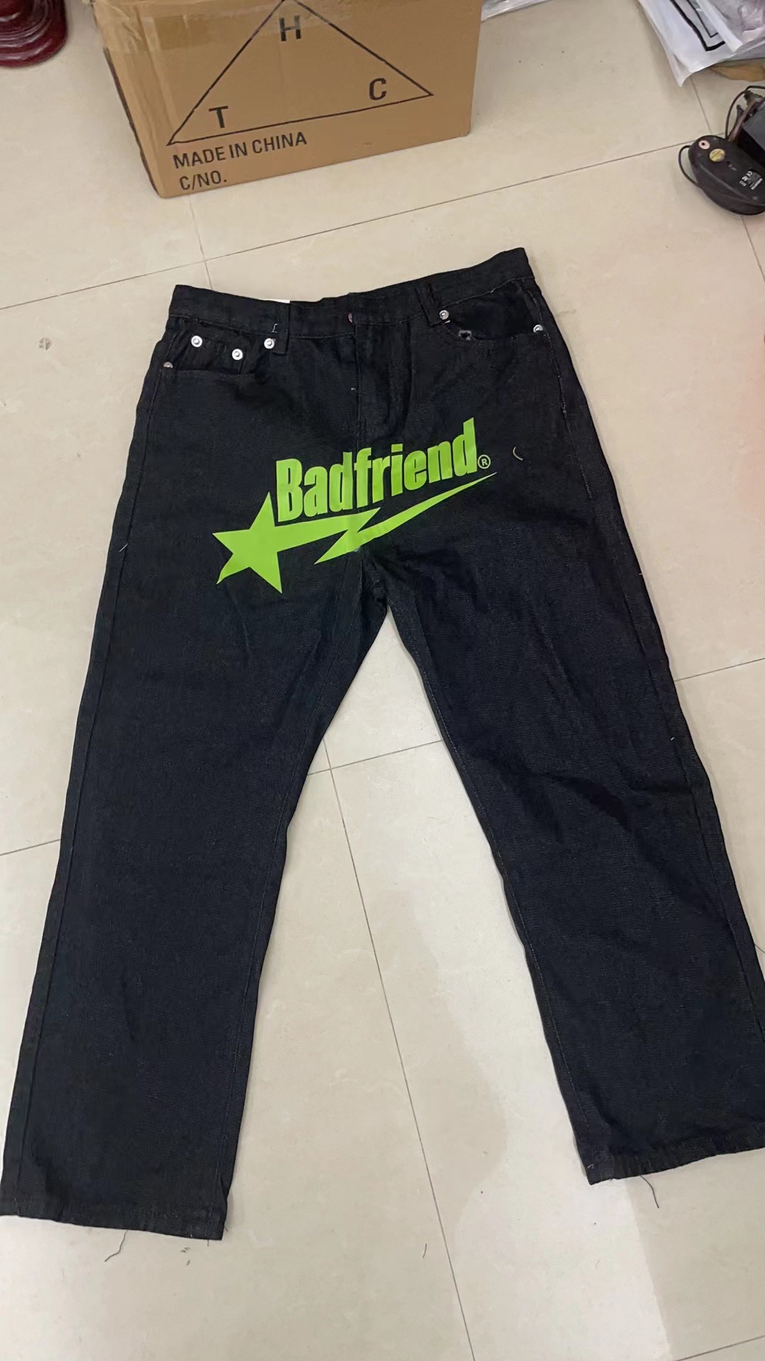 Y2k Men's Jeans Badfriend Hip Hop Letter Print Black Pants Men Women New Fashion Casual Rock Wide Foot Baggy Trouser Streetwear_voghion.com