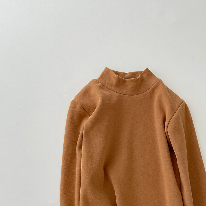 Camiseta de cuello medio elástica de 280 g para niños y niñas, estilo otoño 2026, talla 150-160