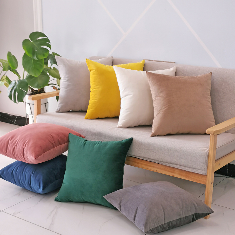 Processing and Custom-Made Dutch Velvet Pillows, Cross-Border Supply, Velvet Cushions, Pure Color Sofa Backrests, Plain Colorful Lumbar Support