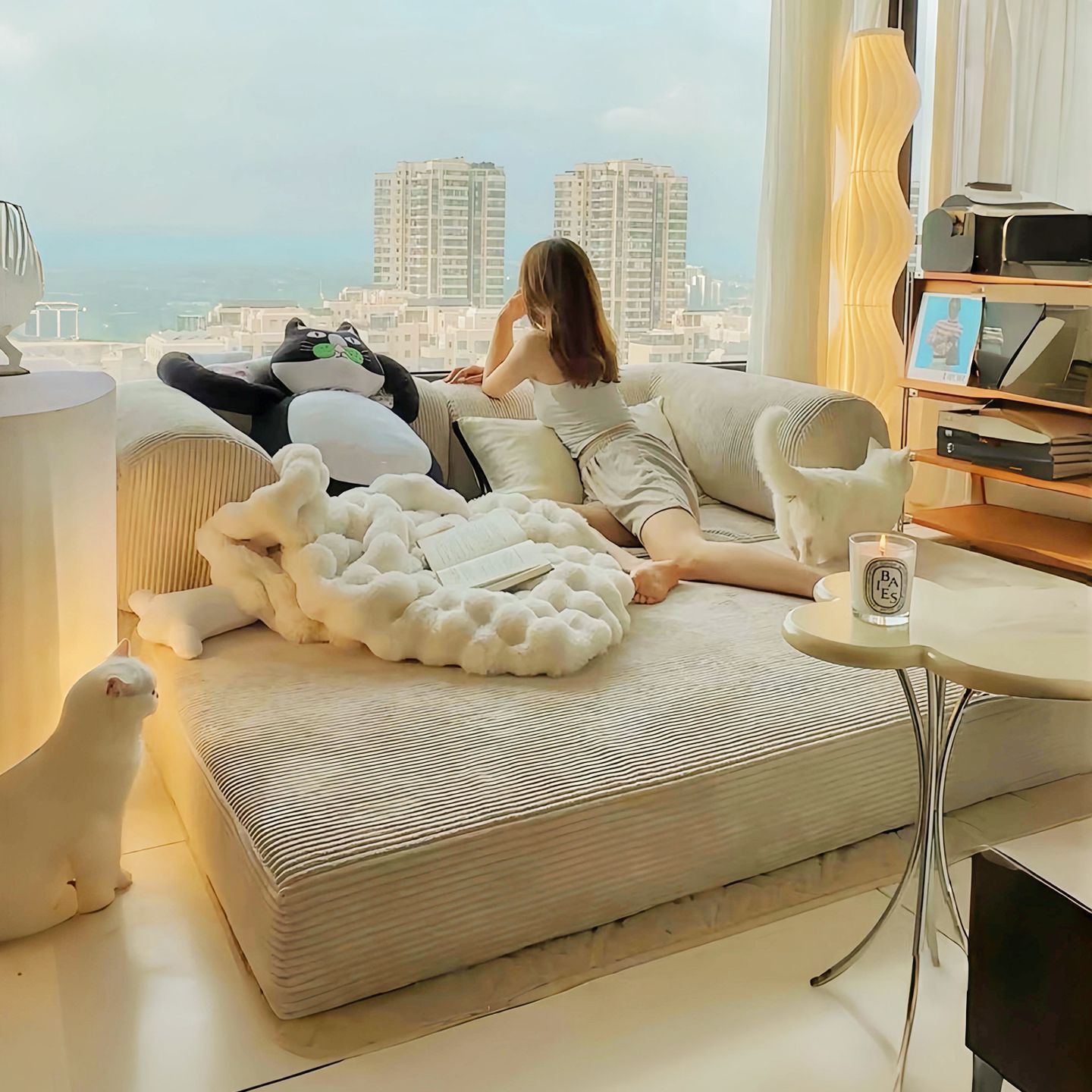 Sofá cama de tela comprimida sofá perezoso sala de estar pequeño dormitorio plegable desmontable doble triple doble lujo ligero