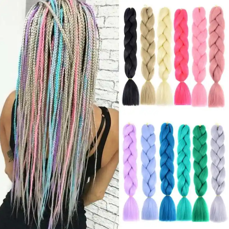 Trenzas africanas de fibra química de alta temperatura de seda trenzas pelucas de color monocromático grandes trenzas sueltas trenzas trenzas extensiones de boxeo