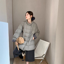 中长款羽绒服 2025冬季新款 韩系立领保暖袖口格子拼接上衣女8507