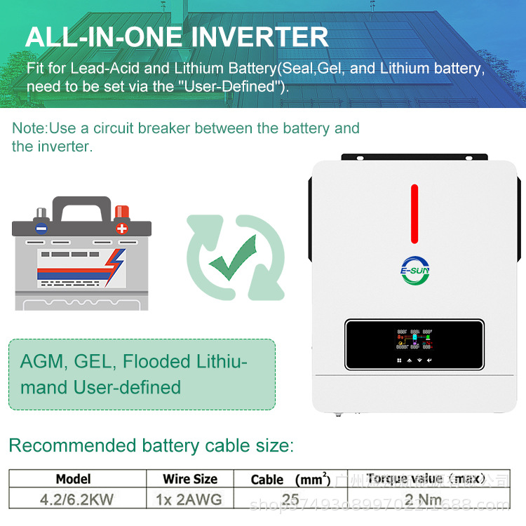 6200W inversor de onda sinusoidal pura de alta eficiencia: almacenamiento de energía solar fotovoltaica, solución doméstica de alta frecuencia fuera de la red y conectada a la red