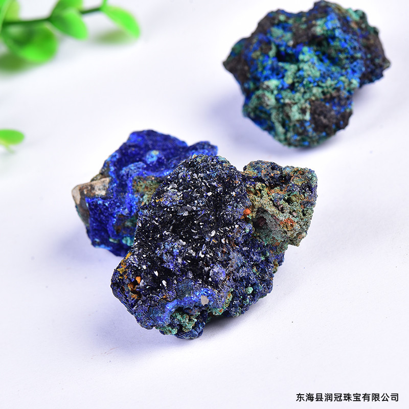 蓝铜矿原石天然 蓝铜矿和孔雀石共生石 奇石矿物标本装饰摆件现货-阿里巴巴