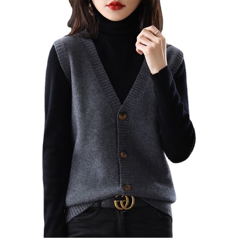 Suéter de punto chaleco cardigan Top principios de primavera otoño 2024 nuevas mujeres populares Chaleco de desgaste exterior chaleco