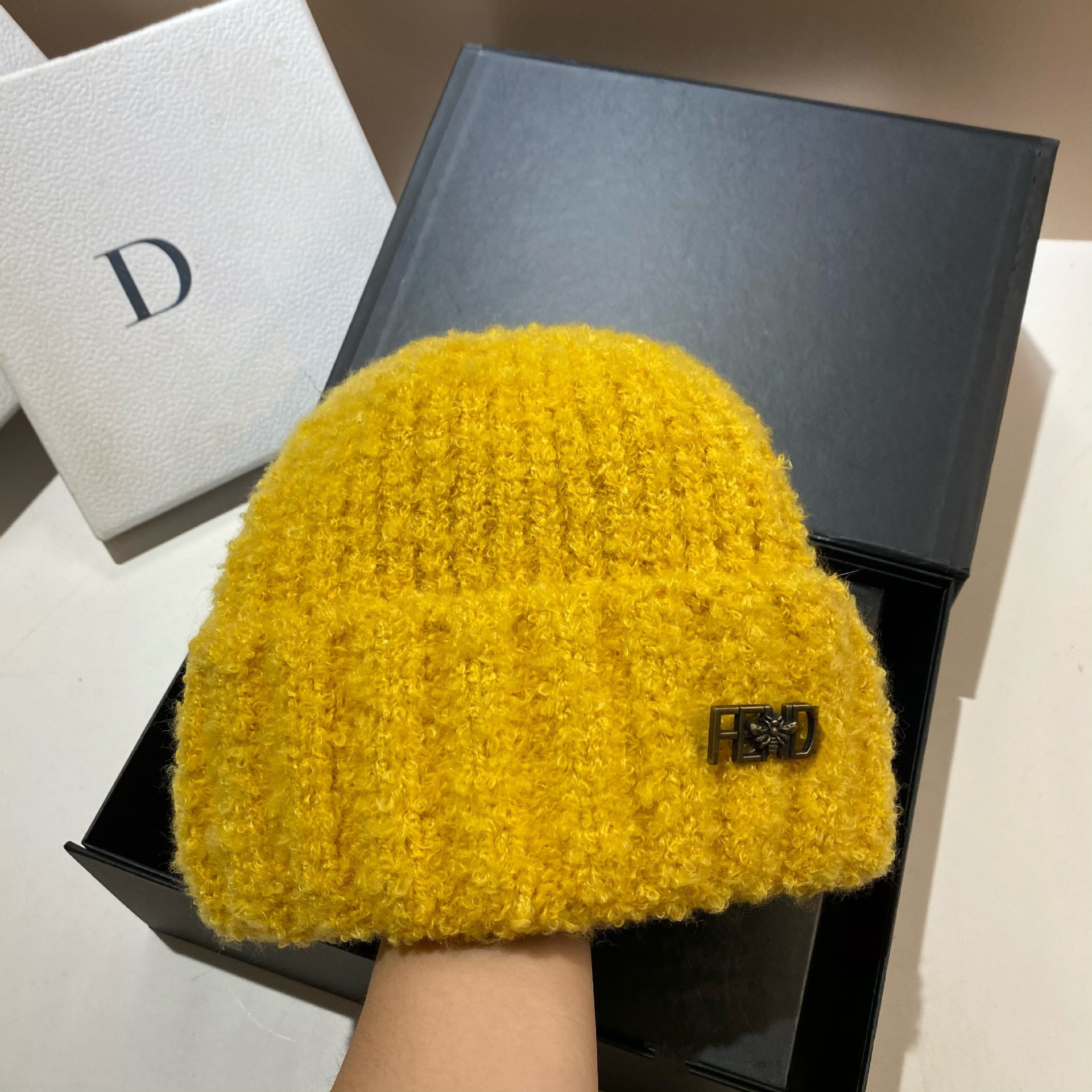 Korejska verzija nove slatke pletene kape s pletenim uzorkom F-labela, zimske tople i debele vjetrootporne kape s janjećim puloverom._voghion.com