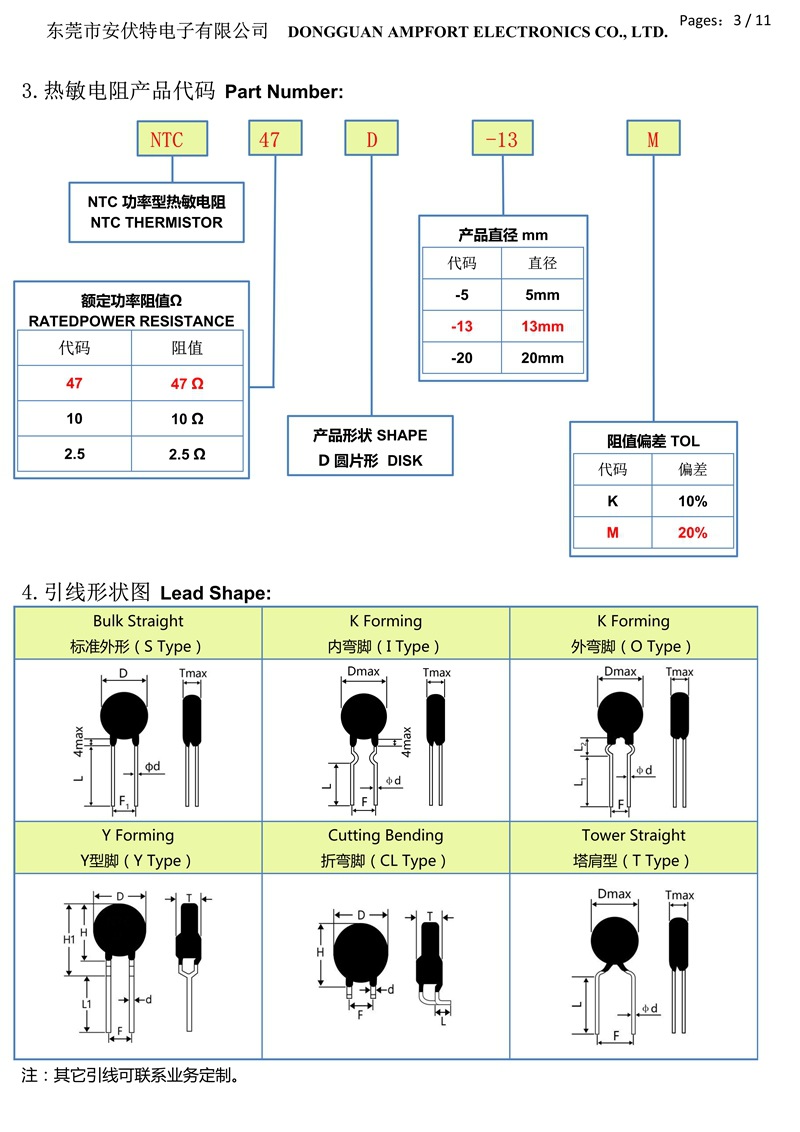 安伏特NTC-47D-13 内弯 F5 d0.6 中英文规格