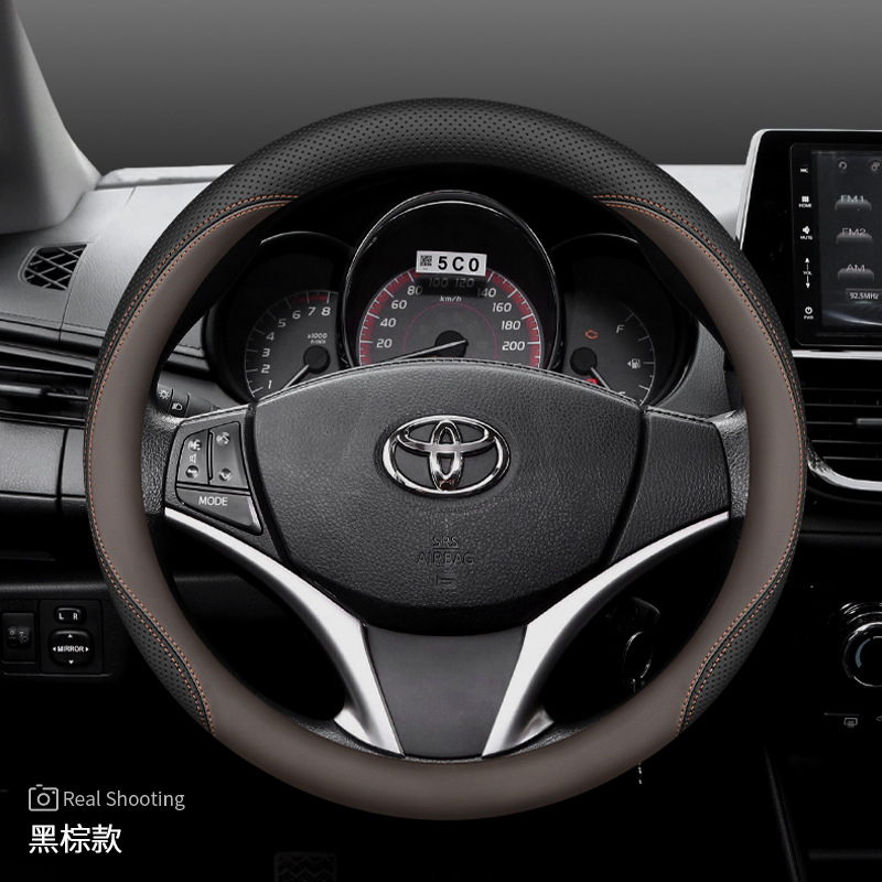 RAV4 Highlander Camry | Toyota Steering wheel - yarischrvios-black-brown-slip-on-ultra-thin