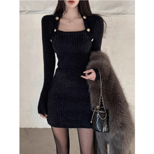 水貂绒方领短款针织打底衫冬季新款内搭洋气修身显瘦上衣毛衣韩版